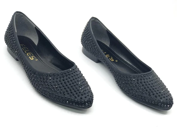 Feles Taş Detaylı Kadın Babet Ayakkabı - Resim 2