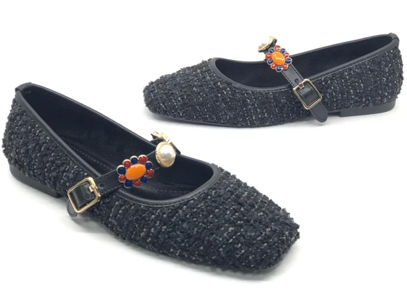 Feles İnci Toka Detaylı Kadın Babet Ayakkabı - Resim 2