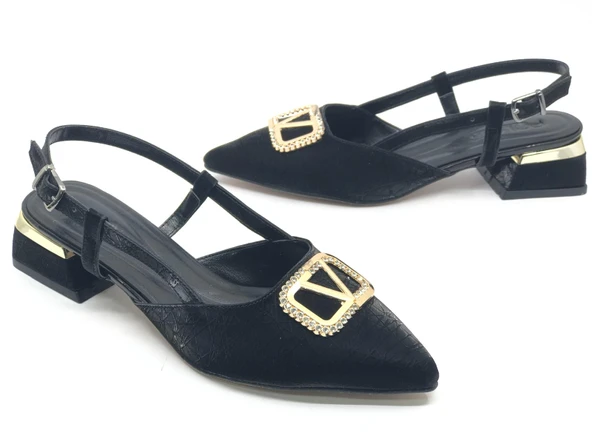 Feles V Toka Detaylı Arkası Açık Kadın Babet Ayakkabı - Resim 6