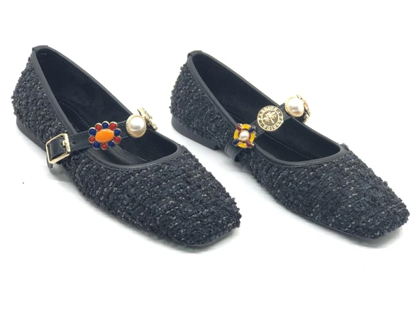 Feles İnci Toka Detaylı Kadın Babet Ayakkabı - Resim 4