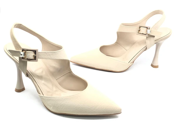 Feles Okitam Toka Detaylı Arkası Açık Stiletto Kadın Topuklu Ayakkabı - 6