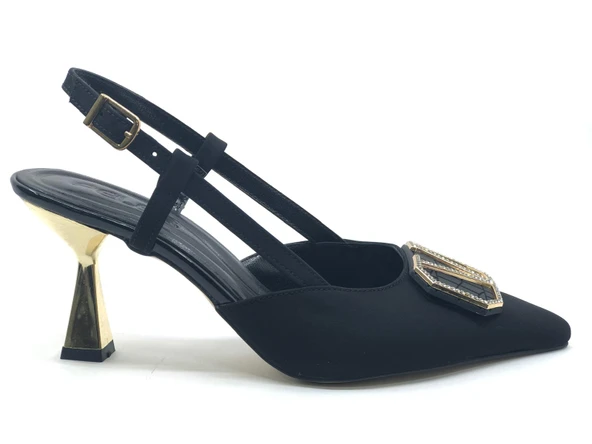 Feles V Toka Detaylı Arkası Açık Stiletto Kadın Topuklu Ayakkabı - 5