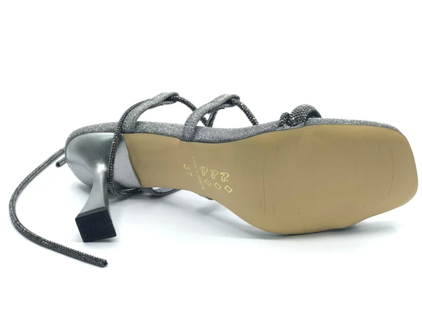 Feles Bilekten Bağlamalı Taş Detaylı Topuklu Kadın Abiye Ayakkabı - Resim 10