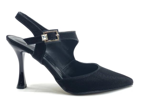 Feles Okitam Toka Detaylı Arkası Açık Stiletto Kadın Topuklu Ayakkabı - 4