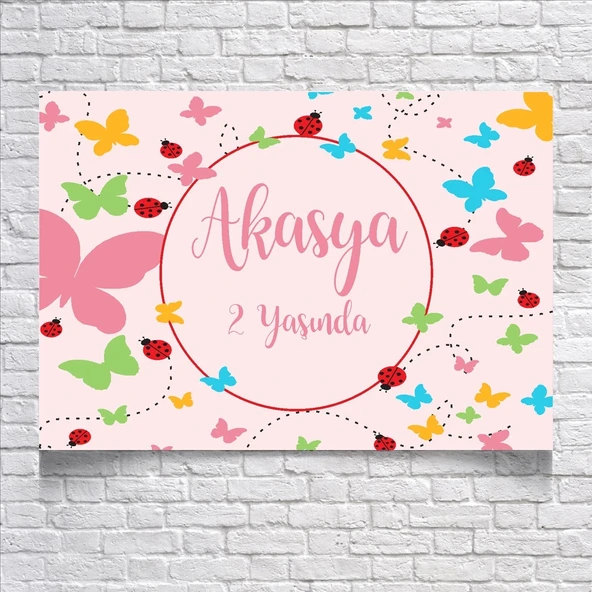 Kelebek Temalı Doğum Günü Afişi 50X70 cm