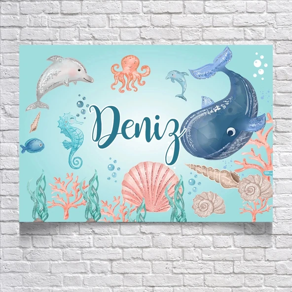 Yunus ve Balık Temalı Doğum Günü Afişi 50X70 cm ürün görseli 1