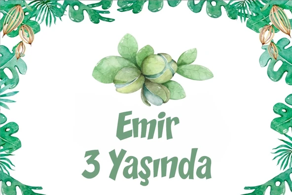 Bitkiler Temalı Doğum Günü Afişi -3 50X70 cm ürün görseli 1