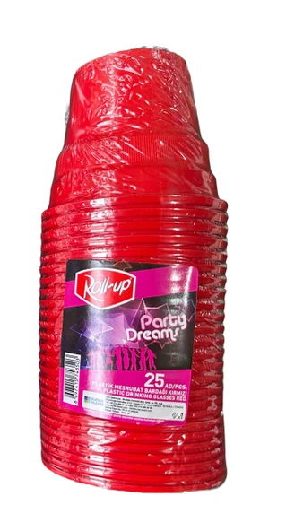 Ofis Catering Piknik Davet Doğum Günü Omeyva Sofra Seti - 25 Kişilik Kırmızı Tabak Bardak Takımı - 5