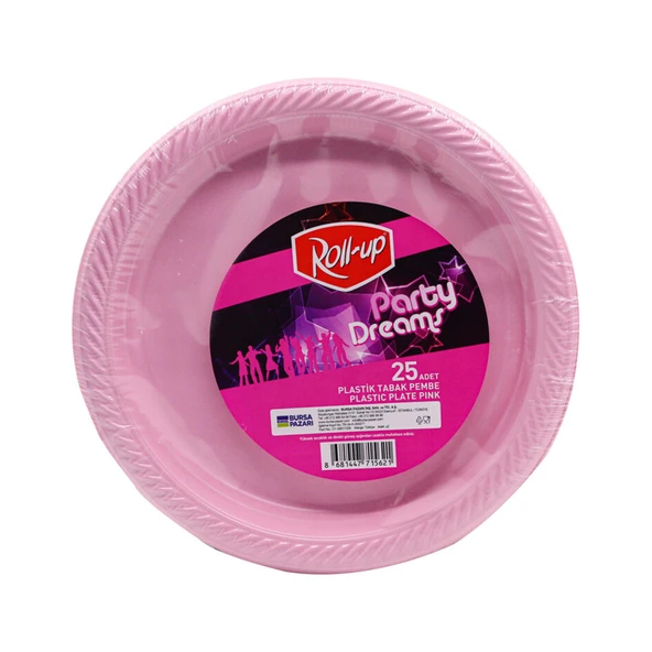 Piknik Davet Doğum Günü Omeyva Sofra Seti - 25 Kişilik Pembe Tabak Bardak Çatal Takımı - Resim 3
