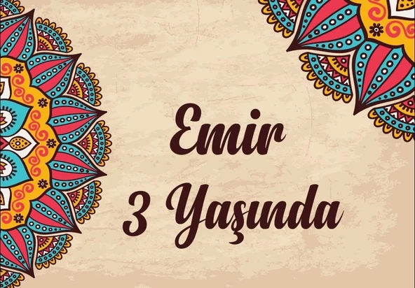 Çini Temalı Doğum Günü Afişi 50X70 cm ürün görseli 1