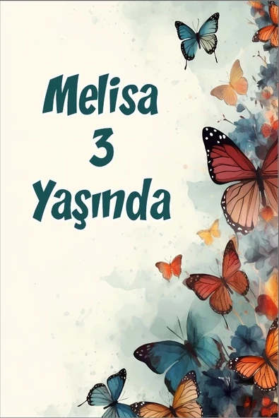 Renkli Kelebekler Temalı Doğum Günü Afişi -7 50X70 cm ürün görseli 1