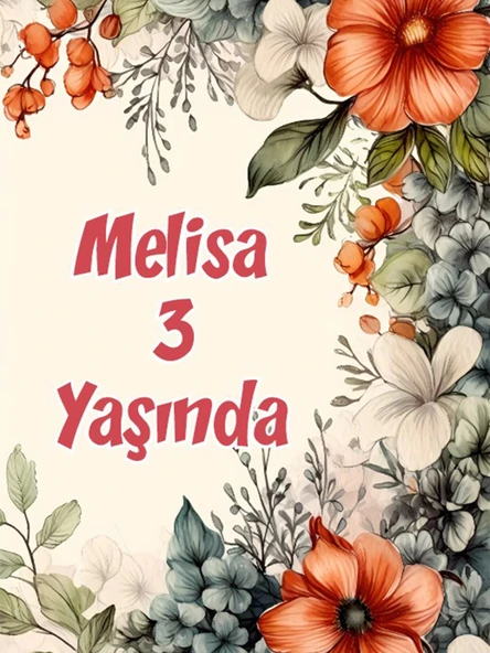 Çiçekler Temalı Doğum Günü Afişi -27 50X70 cm