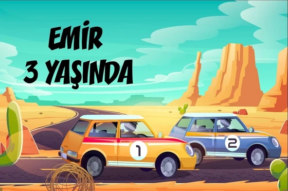 Yarış Arabası Temalı Doğum Günü Afişi 50X70 cm