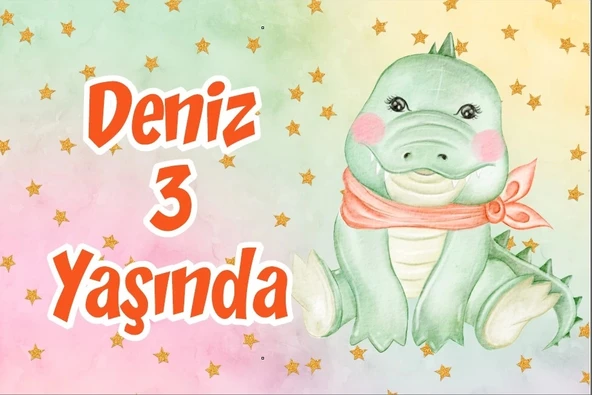 Sevimli Timsah Temalı Doğum Günü Afişi 50X70 cm ürün görseli 1