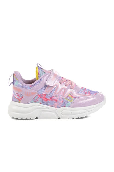 Ruffon Lila-Pembe Tekstil Kız Çocuk Spor Ayakkabı