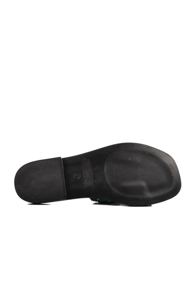 Aspor Siyah Taş İşlemeli İnce Taban Hafif Kadın Terlik - Resim 5