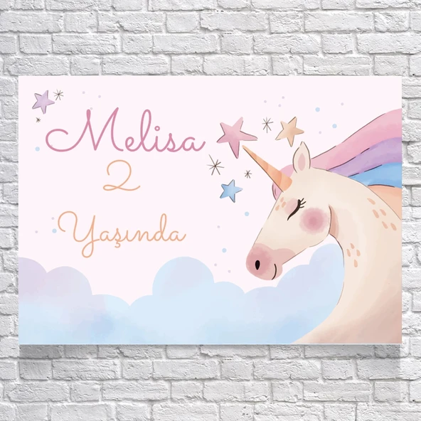 Unicorn Temalı Doğum Günü Afişi 70X100 cm ürün görseli 1
