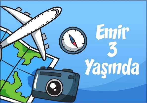 Seyehat Temalı Doğum Günü Afişi 50X70 cm ürün görseli