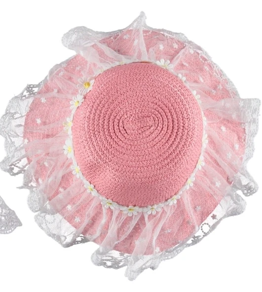 Kız Çocuk Hasır Fötr Şapka Çanta Kombin Set Sagoma Tasarım Model 4/8 YAŞ - 8