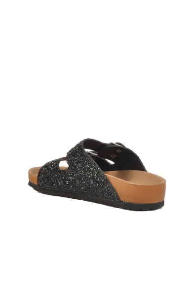 Pierre Cardin Siyah Taş İşlemeli Hafif Kadın Düz Terlik - Resim 4