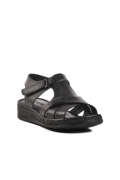 Voyager Siyah Hakiki Deri Kadın Sandalet - 3