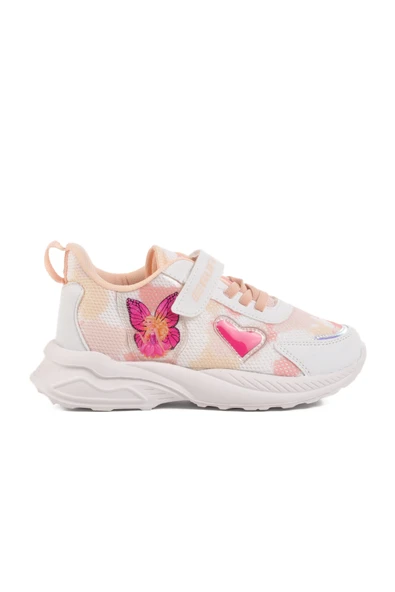 Aspor Beyaz Pudra Cırtlı Fileli Kız Çocuk Spor Ayakkabı