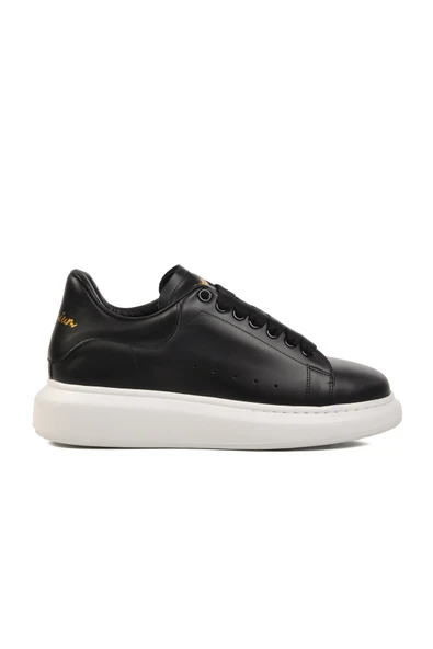 Aspor Siyah Beyaz Hakiki Deri Erkek Sneaker Premium