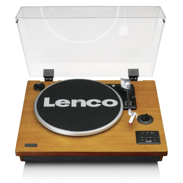 Lenco LS-55 Ahşap Hoparlörlü Bluetoothlu Pikap USBli MP3e Kayıt Özellikli Plak Çalar