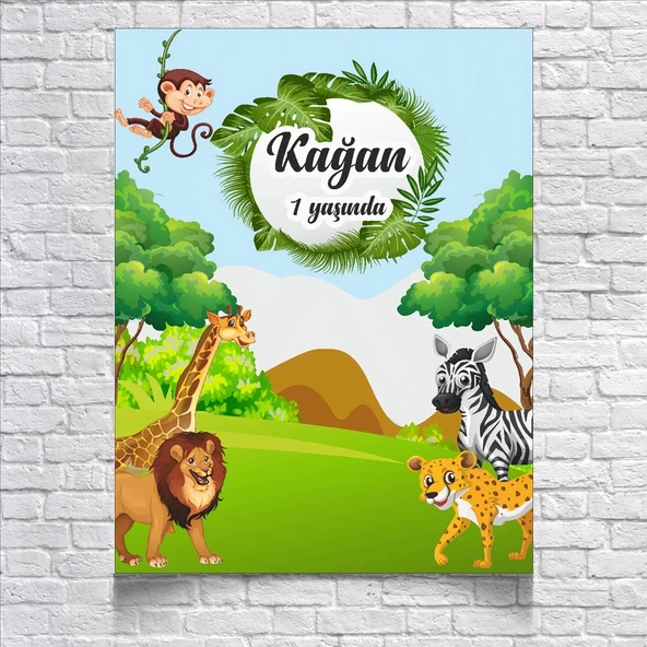 Safari Temalı Doğum Günü Afişi 70X100 cm