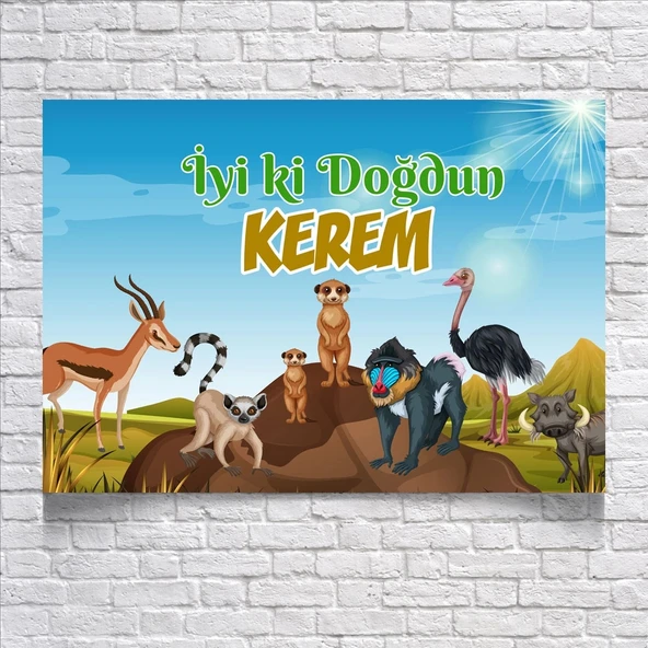 Safari Temalı Doğum Günü Afişi 70X100 cm