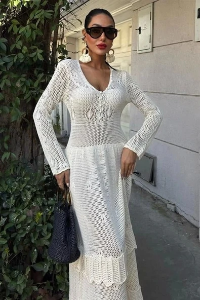 Düğme Detaylı Ve Kat Etekli Etnik Elbise 2859 - 7