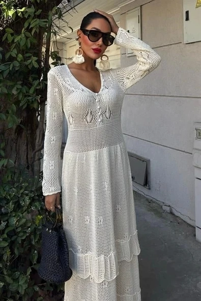 Düğme Detaylı Ve Kat Etekli Etnik Elbise 2859 - 5