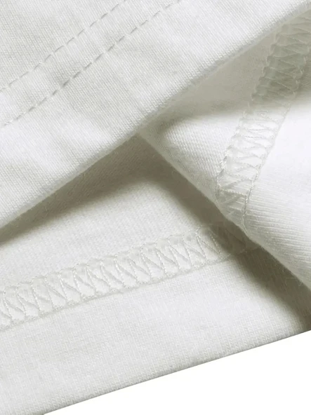 Baskılı Oversize Bisiklet Yaka T-shirt - Beyaz - Resim 4