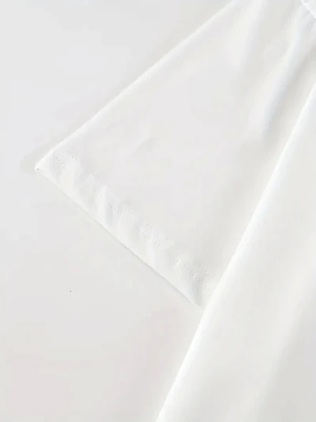 Baskılı Oversize Bisiklet Yaka T-shirt - Beyaz - 3