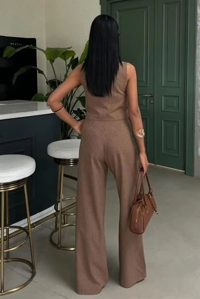 Yelek Ve Pantolon Çizgili Double Takım 10017 - 4
