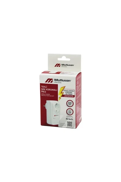 Mutlusan Tekli Şok Korumalı Priz Sıngle Surge Protectıon Socket 001 888 100004 00 00