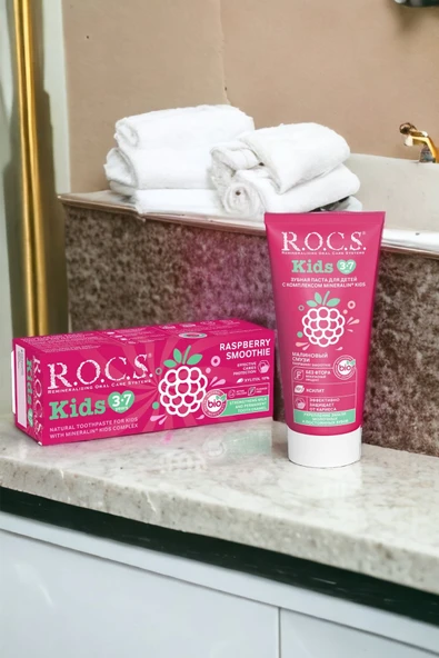 Rocs Kıds 3-7 Yaş Ahududu Smoothıe Tadında Florürsüz Diş Macunu 45 gr - 2