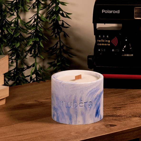 Sea Breeze - Mavi Taş Saksı Mum (Küçük Boy)