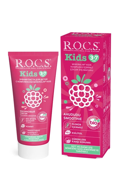 Rocs Kıds 3-7 Yaş Ahududu Smoothıe Tadında Florürsüz Diş Macunu 45 gr