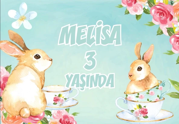 Kahve İçen Kız Kedi Temalı Doğum Günü Afişi 70X100 cm