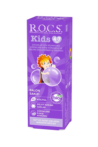 Rocs Kids 4-7 Yaş Diş Macunu Balon Sakızı 45 gr