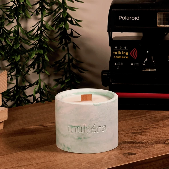 Natural Freshness - Yeşil Taş Saksı Mum (Küçük Boy)