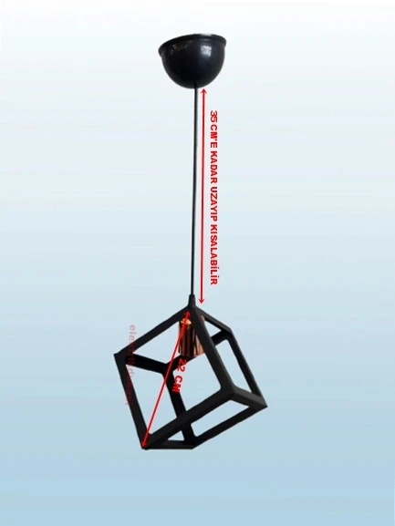 DMR Küp Çember Tekli Avize E-27 Siyah