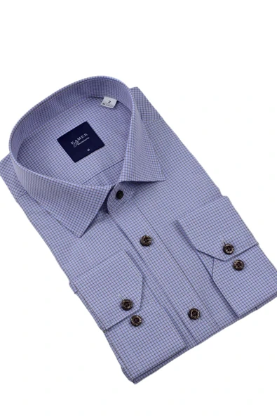 Erkek Klasik Piti Kare Uzun Kol Gömlek 3759 BGL-ST04398 - Resim 7