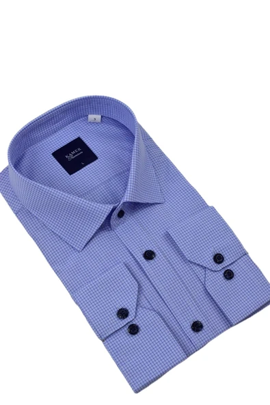 Erkek Klasik Piti Kare Uzun Kol Gömlek 3759 BGL-ST04398 - Resim 12