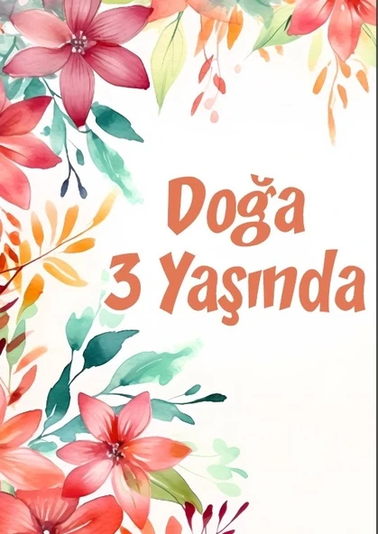 Çiçekler Temalı Doğum Günü Afişi -5 70X100 cm ürün görseli