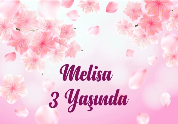 Pembe Çiçekler Temalı Doğum Günü Afişi 70X100 cm