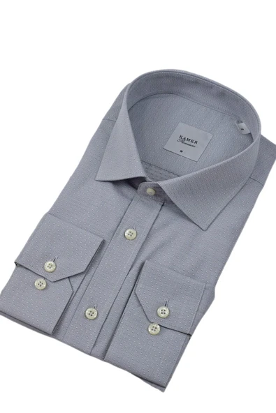 Erkek Klasik Armürlü Uzun Kol Gömlek 3511 BGL-ST04404 - Resim 4