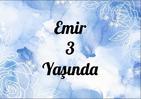 mavi çiçekli doğum günü afişi 70X100 cm ürün görseli 1