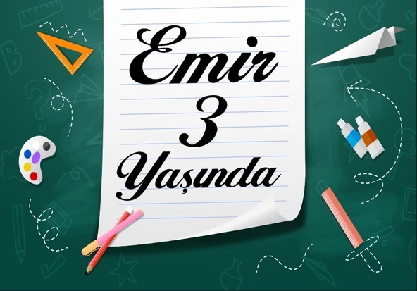 okul ve defter temalı doğum günü afişi 70X100 cm